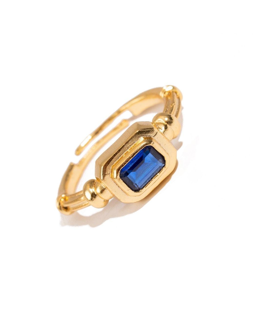 Ebru Jewelry Metallic Sapphire Spark Minimalist Adjustable Ring