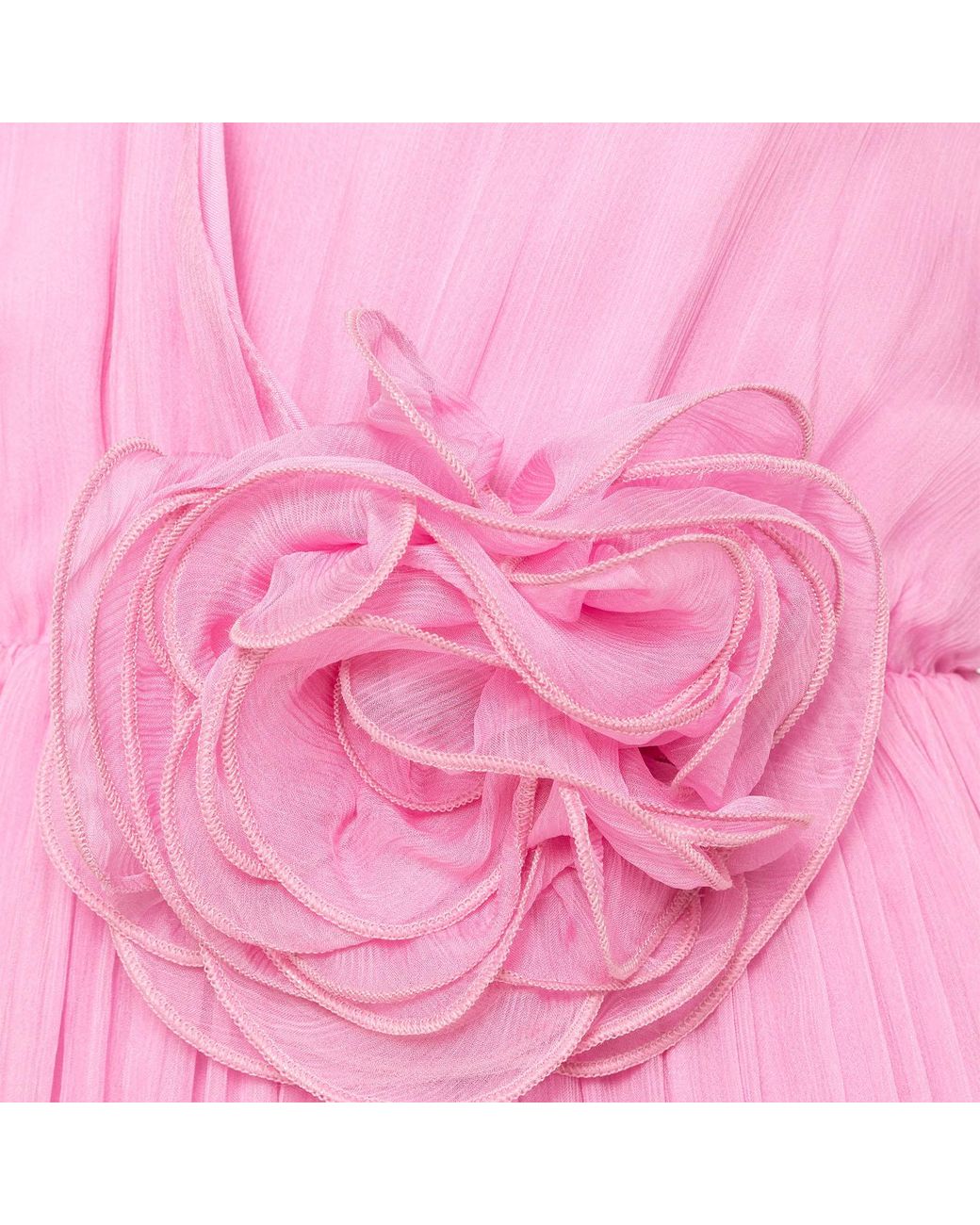 Nissa Pink Floral-Appliqué Silk Midi Dress Baby