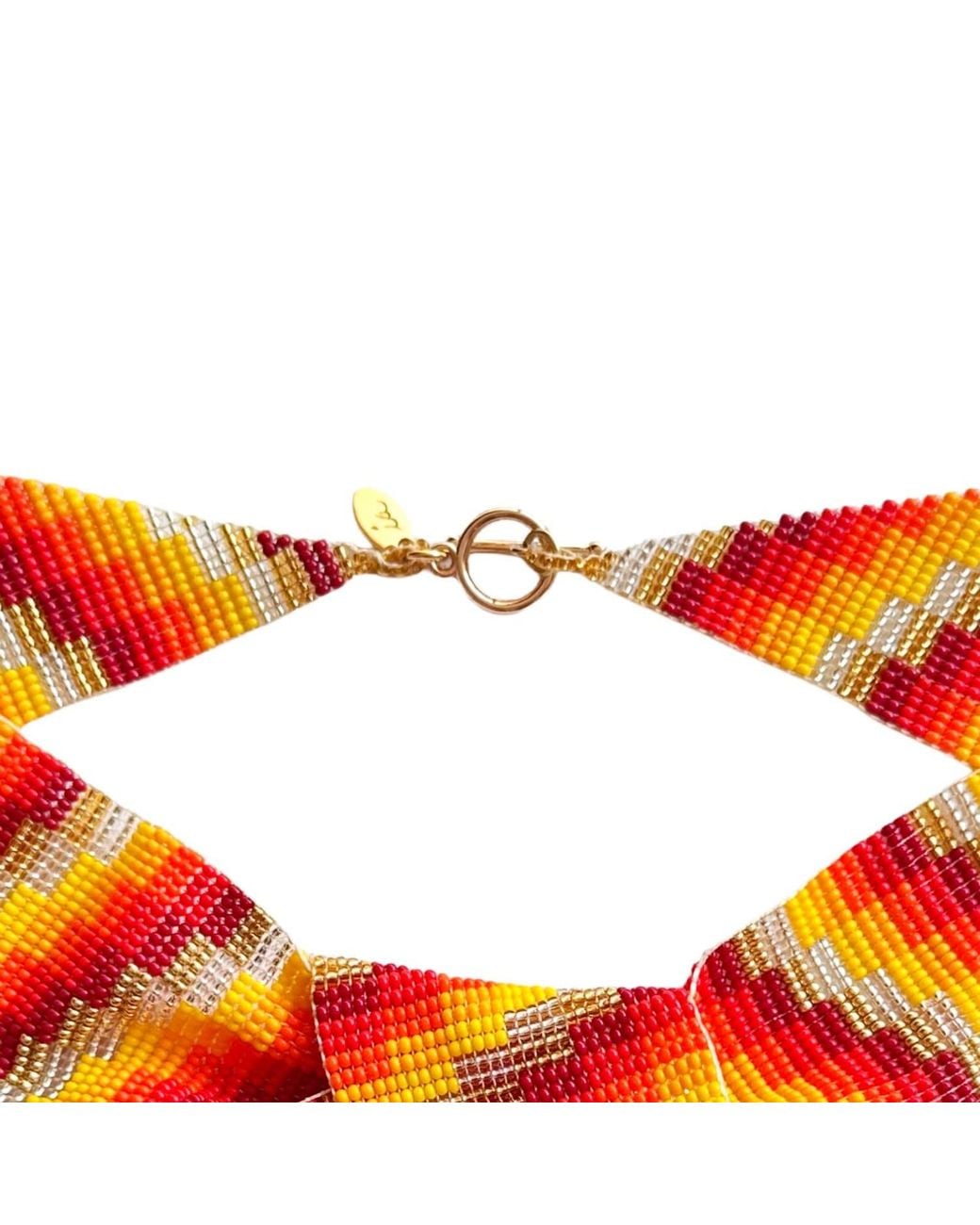 Iliana Arrazola Orange Minimalist Deconstructed Necklace, And, Glass Beads, Beaded Jewelry