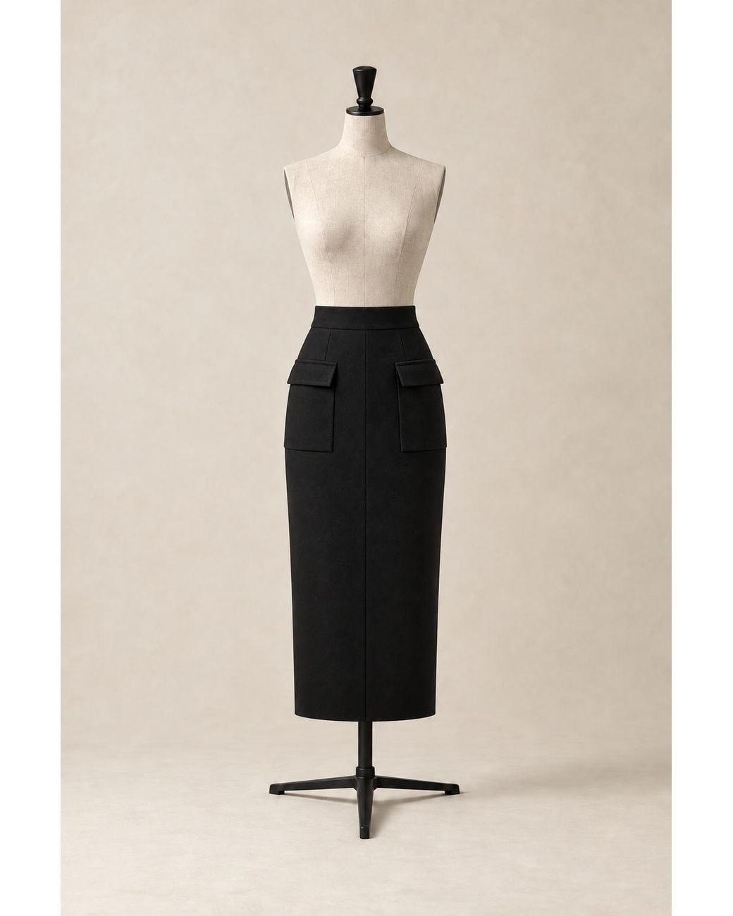 The Ethos Studio Black Pillar Skirt