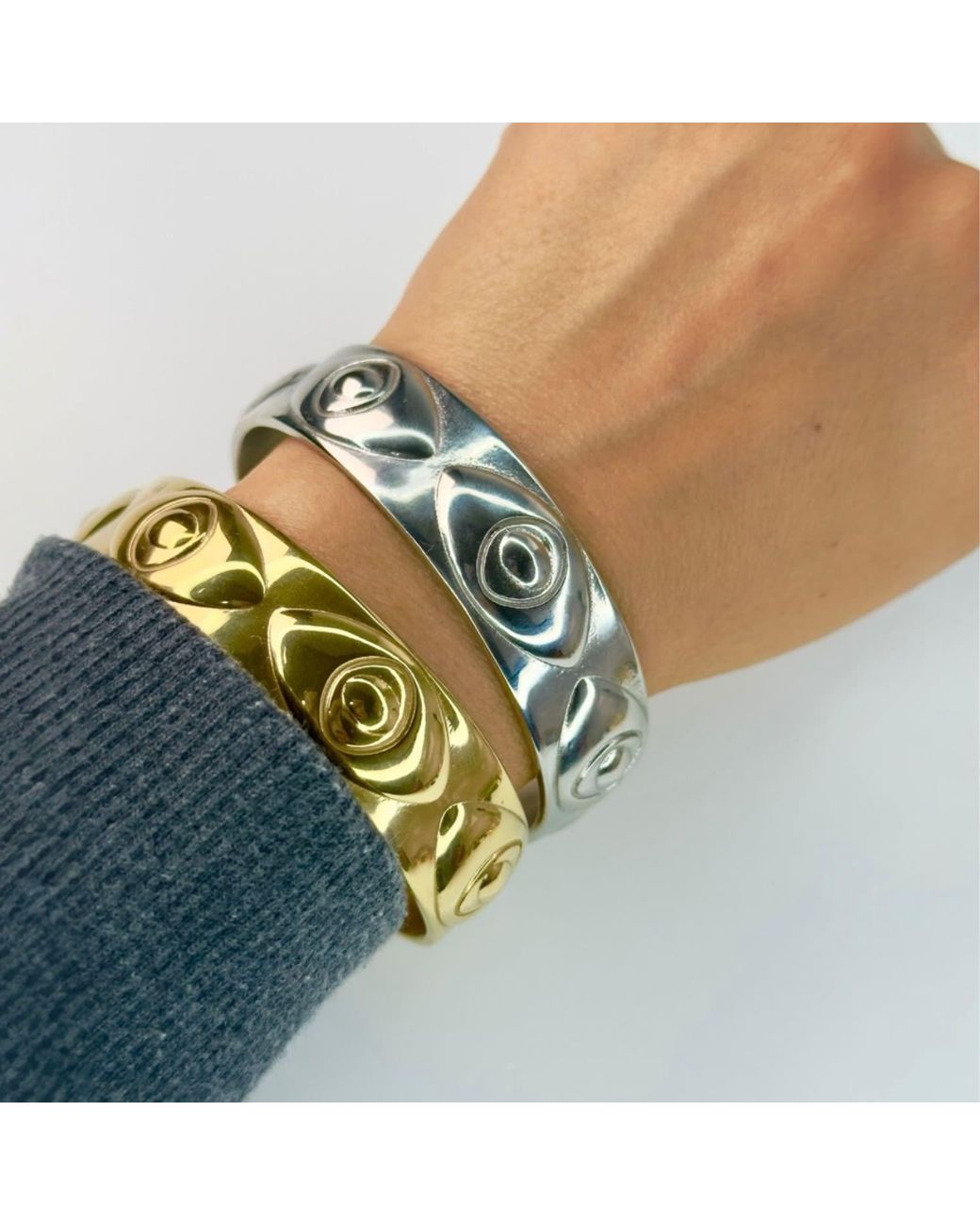 Jagged Halo Jewelry Green Athena Evil Eye Bangle