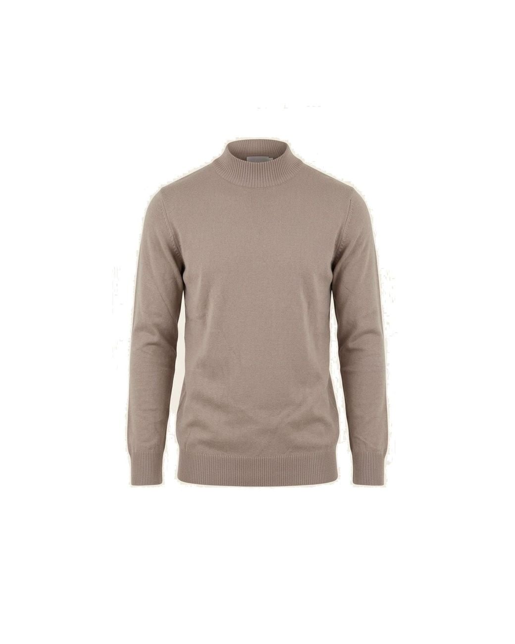 Ron Tomson Gray Neutrals Mock Neck Relaxed Sweater for men