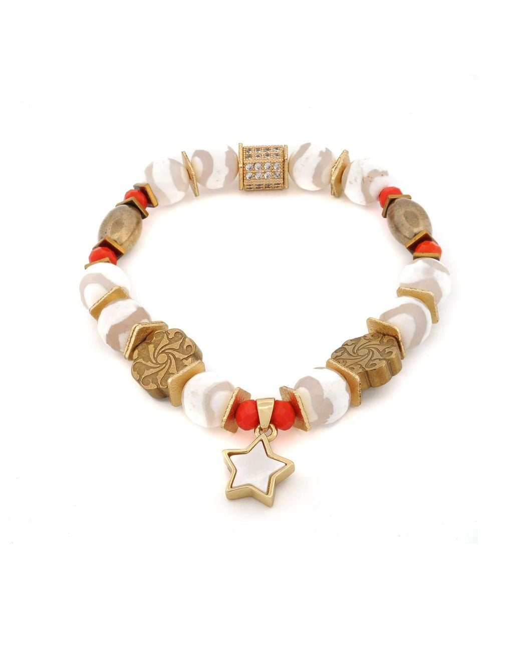 Ebru Jewelry Metallic Radiant Harmony Star Beaded Bracelet