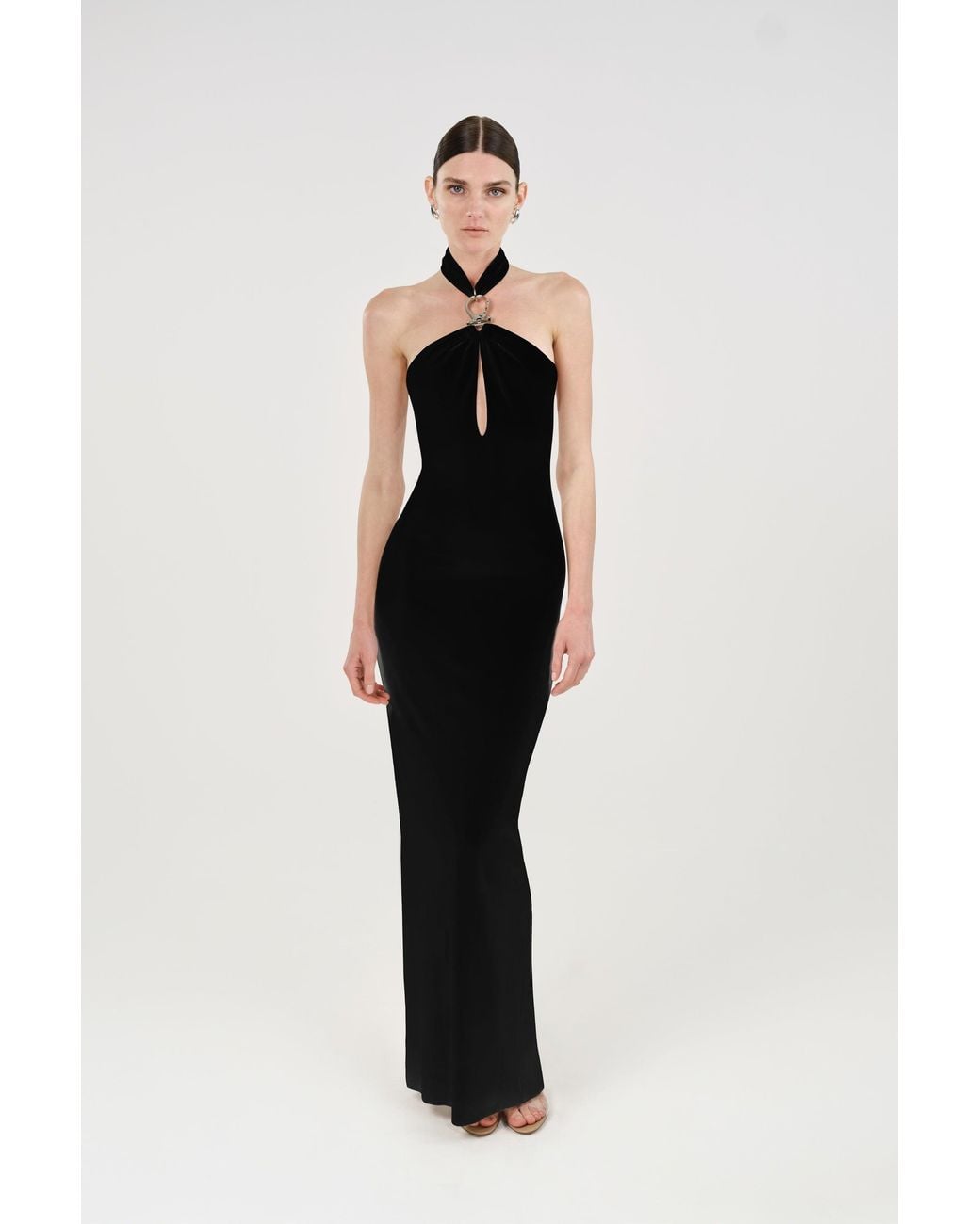 Nocturne Black Cut-Out Detail Embellished Maxi Dress