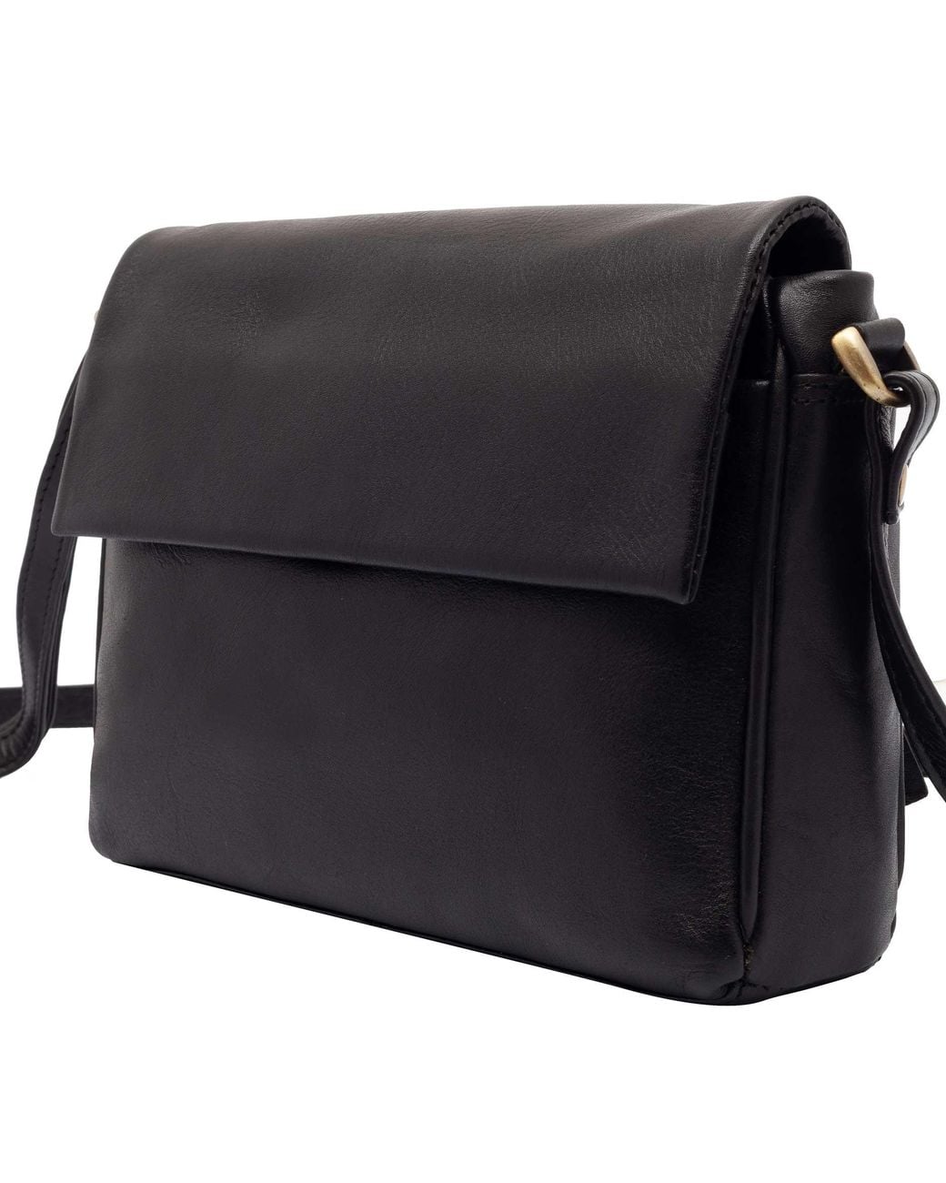 Lloyd Baker Black Gulmarg Leather Flap-Over Crossbody Bag