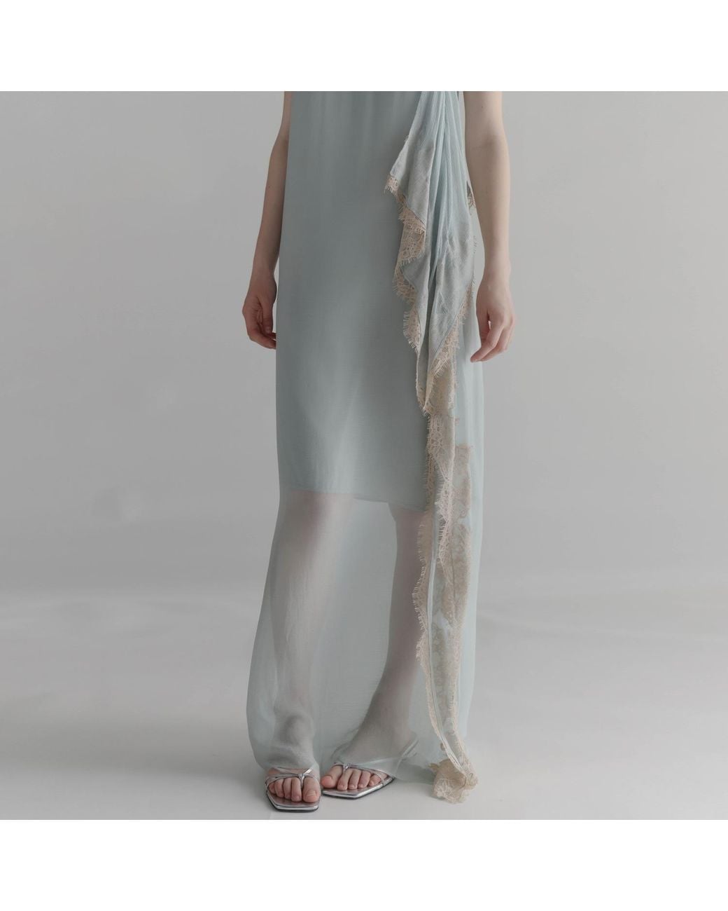 Belsize25 Gray Moonlight Dress – Misty Strapless Lace Maxi Dress