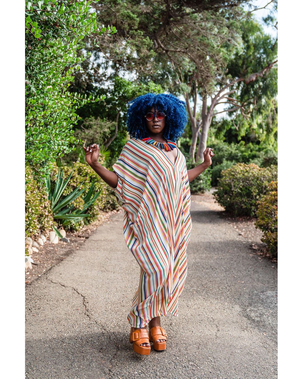 Jennafer Grace Metallic Cabana Stripe Caftan