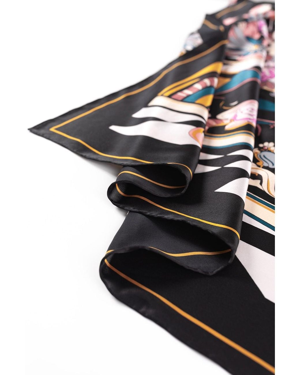 Lost Pattern Black Vintage Blooms Large Silk Square Scarf