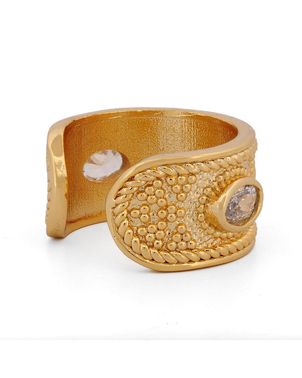 Ebru Jewelry Metallic Queen Cleopatra Diamond Energy Cuff Adjustable Ring
