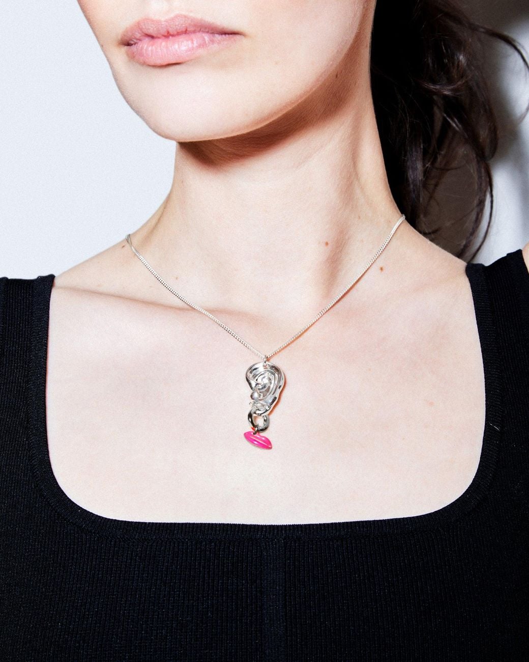 Minnie Lane Metallic Eavesdrop Clasp Necklace