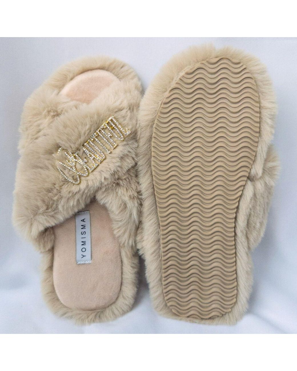 Yomisma Natural Neutrals Faux Fur Slippers