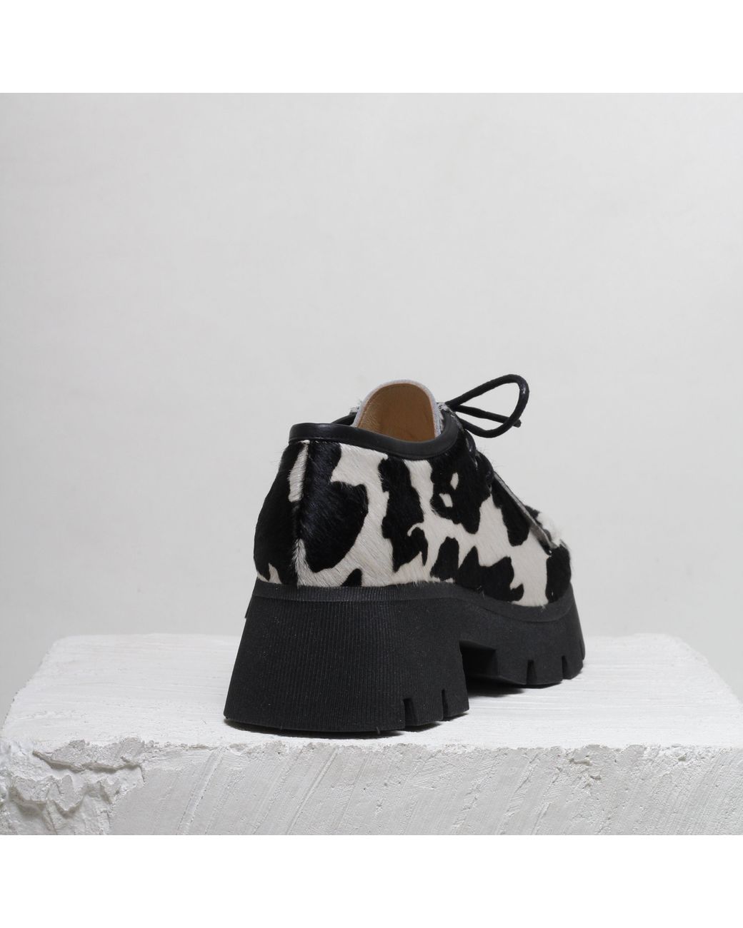 Mafalda Black Naomi Cow Print Chunky Loafer