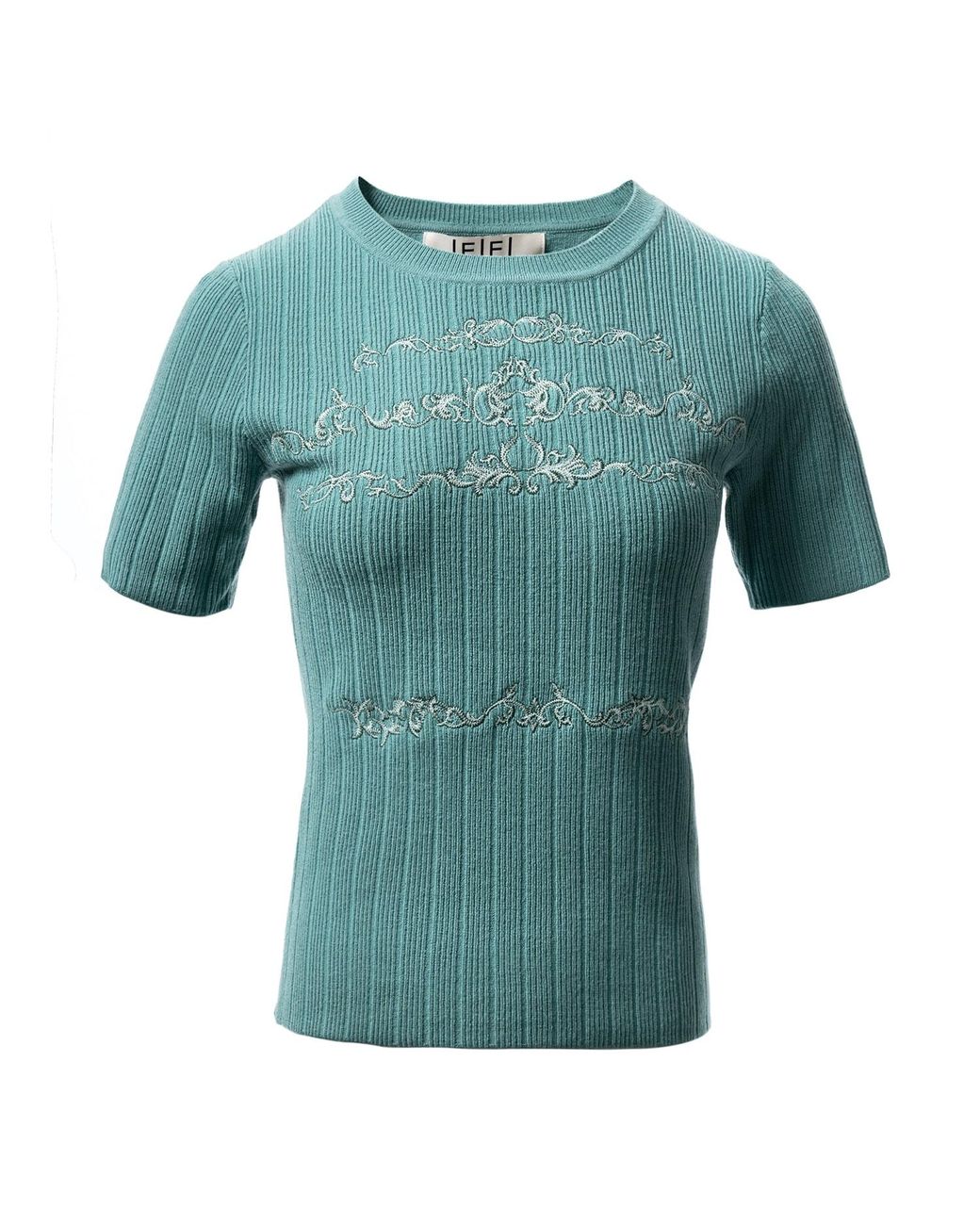 Fully Fashioning Green Billy Sweater Short Sleeve Knit Top