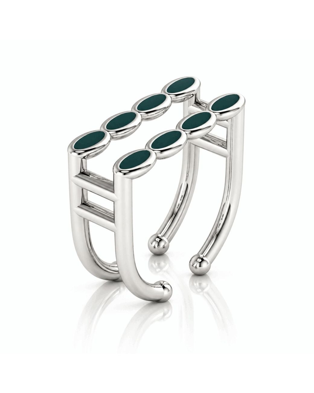 Linda Fiore Metallic Amalei Ring With Dark Enamel