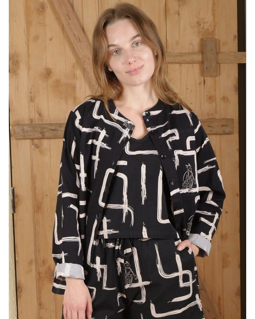 Wild Clouds Black Organic Cotton & Linen & Shirt