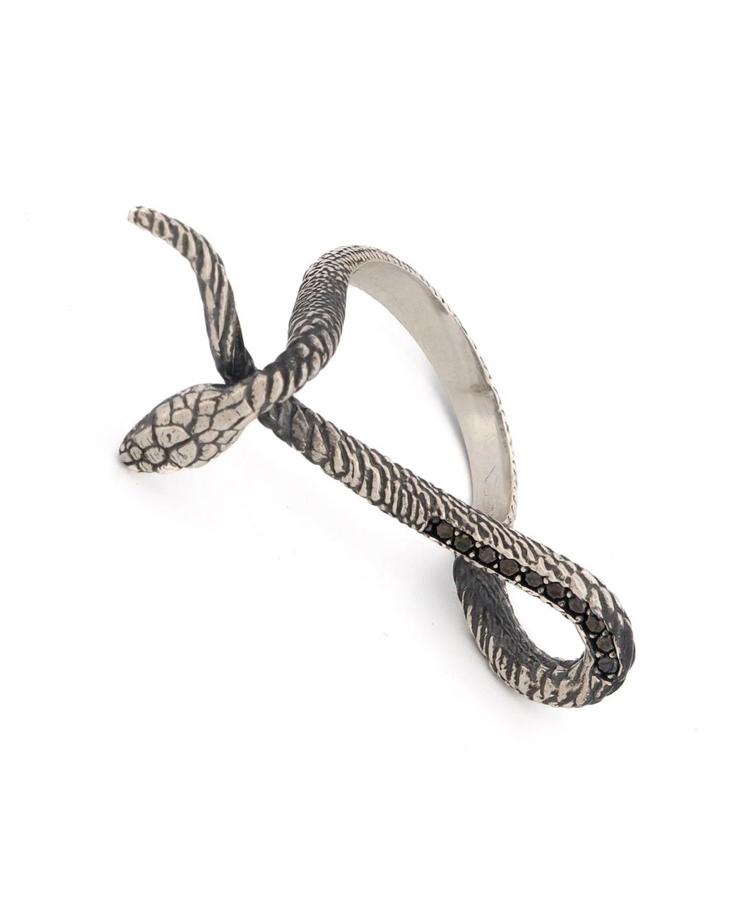 Ebru Jewelry Metallic Mythology Snake Sterling & Diamond Design Ring