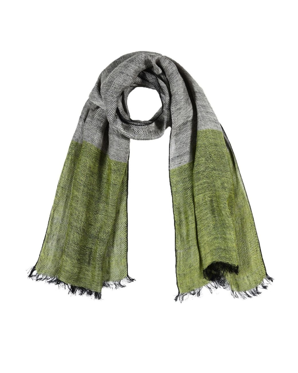 Heritagemoda Green Stone Linen Scarf – Handwoven Two-Tone Striped Scarf