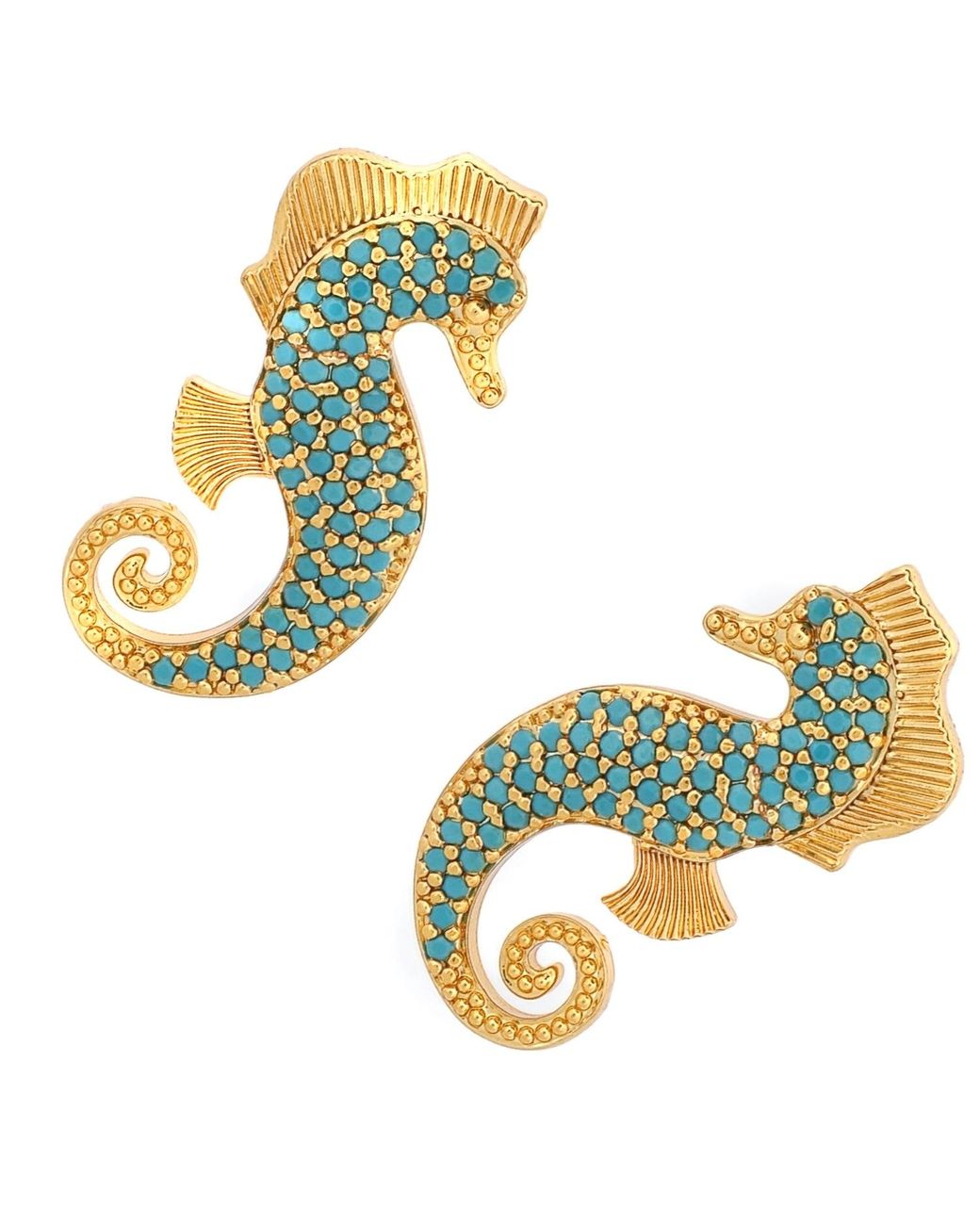 Ebru Jewelry Metallic Majestic Seahorse & Statement Studs