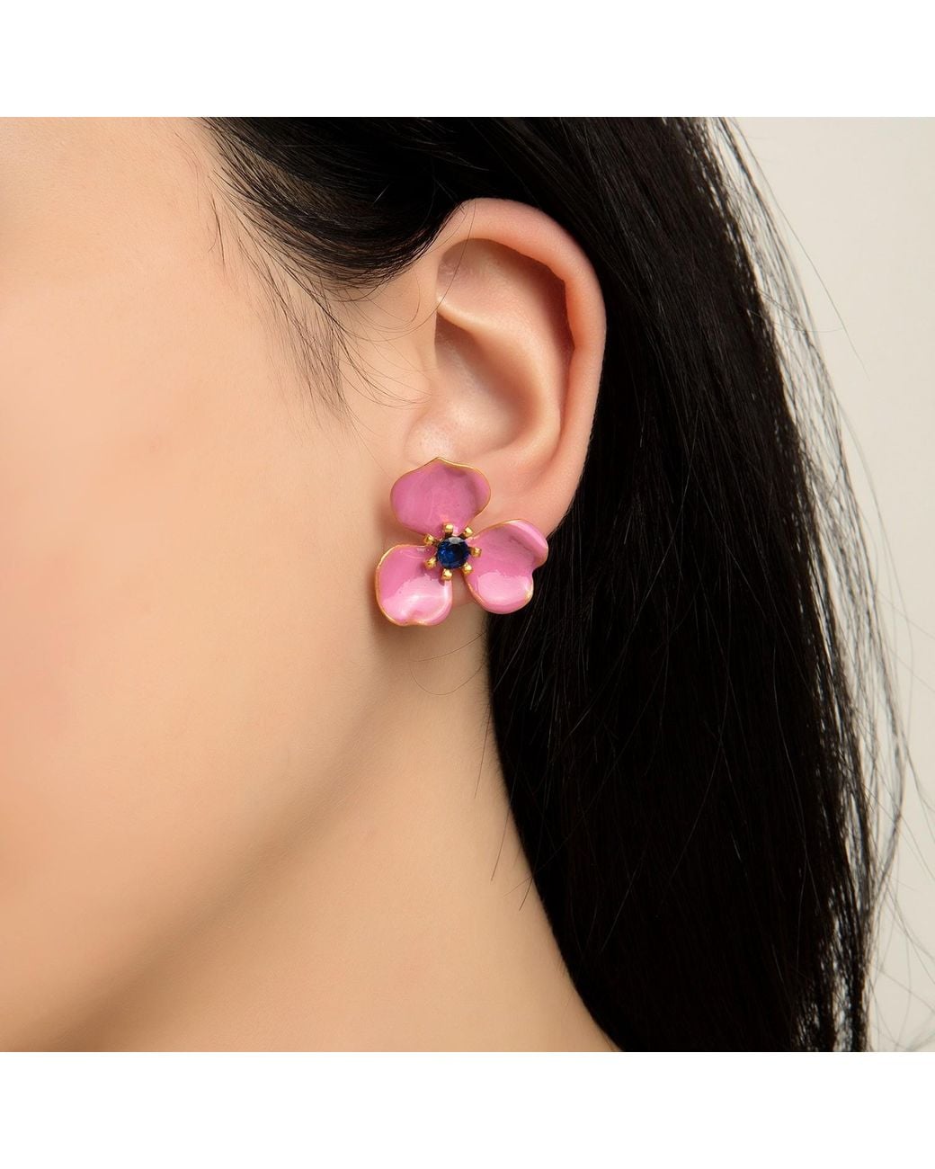Milou Jewelry Pink Fuchsia Petal Flower Earrings