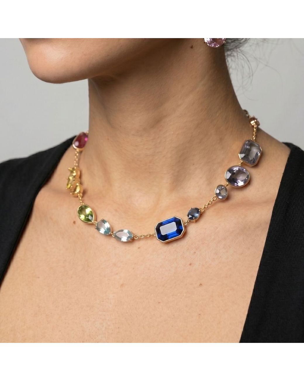 Uchi and Soto Metallic Hanabi Mixed Stone Necklace