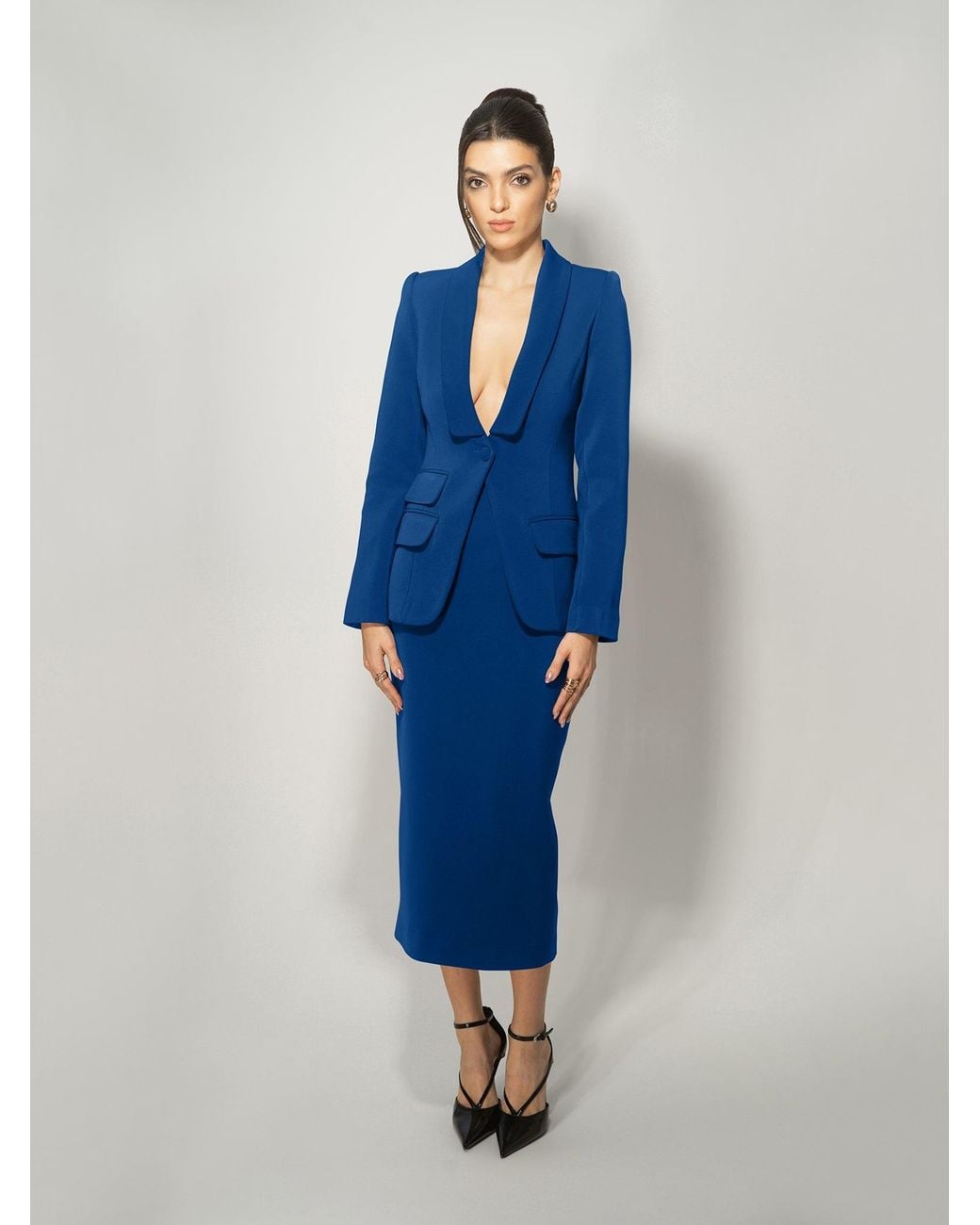 Tia Dorraine Blue Vision Tailored Blazer & Skirt Suit