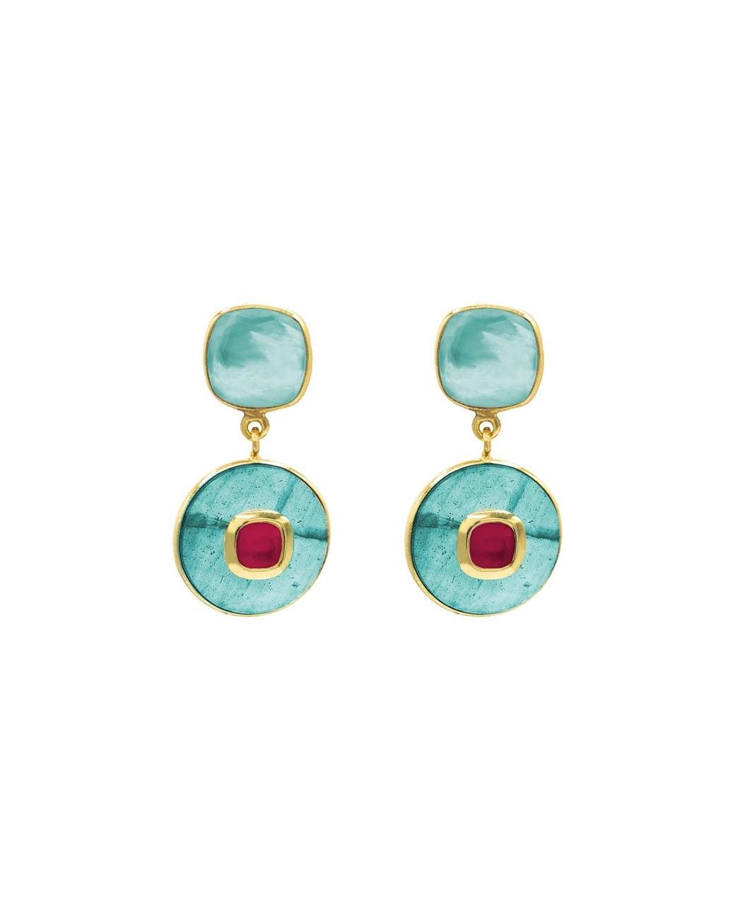 Marcia Moran Blue Inelda Earrings And Fucsia