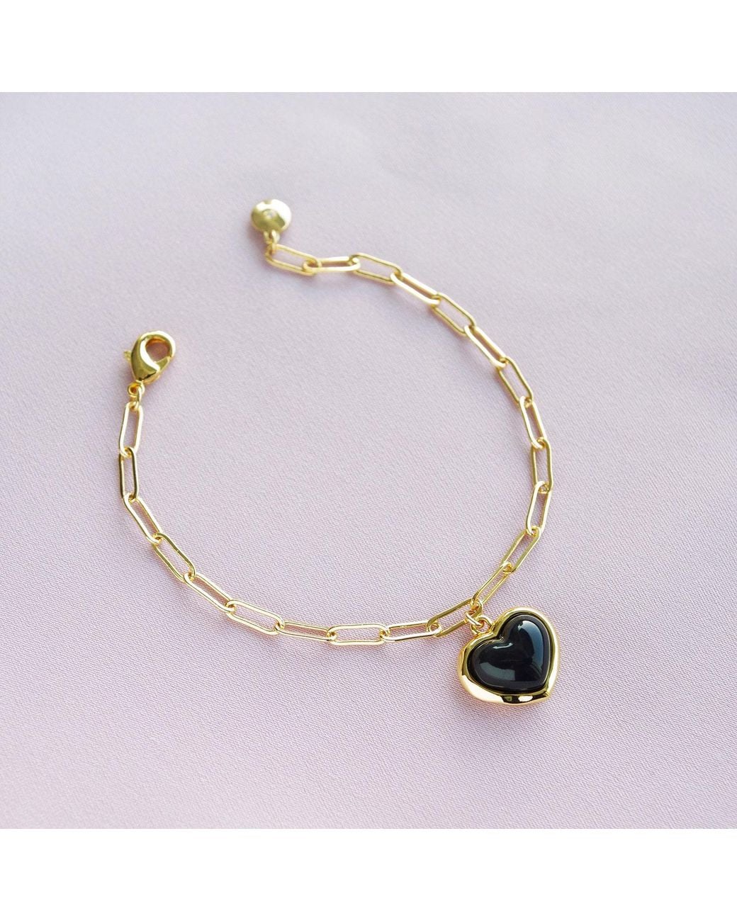 POPORCELAIN Metallic Porcelain Heart Charm Bracelet