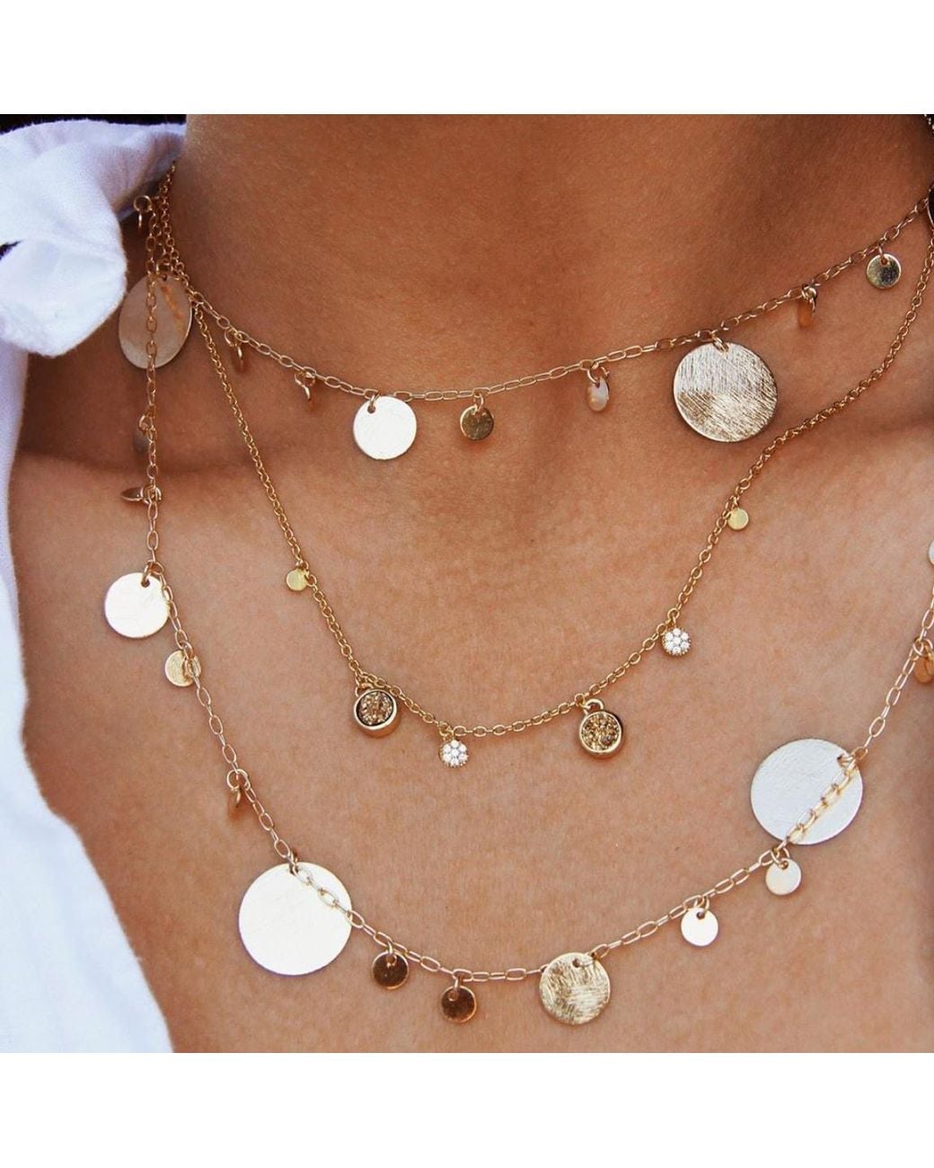 Marcia Moran Metallic Sonny Multi Coin Long Necklace
