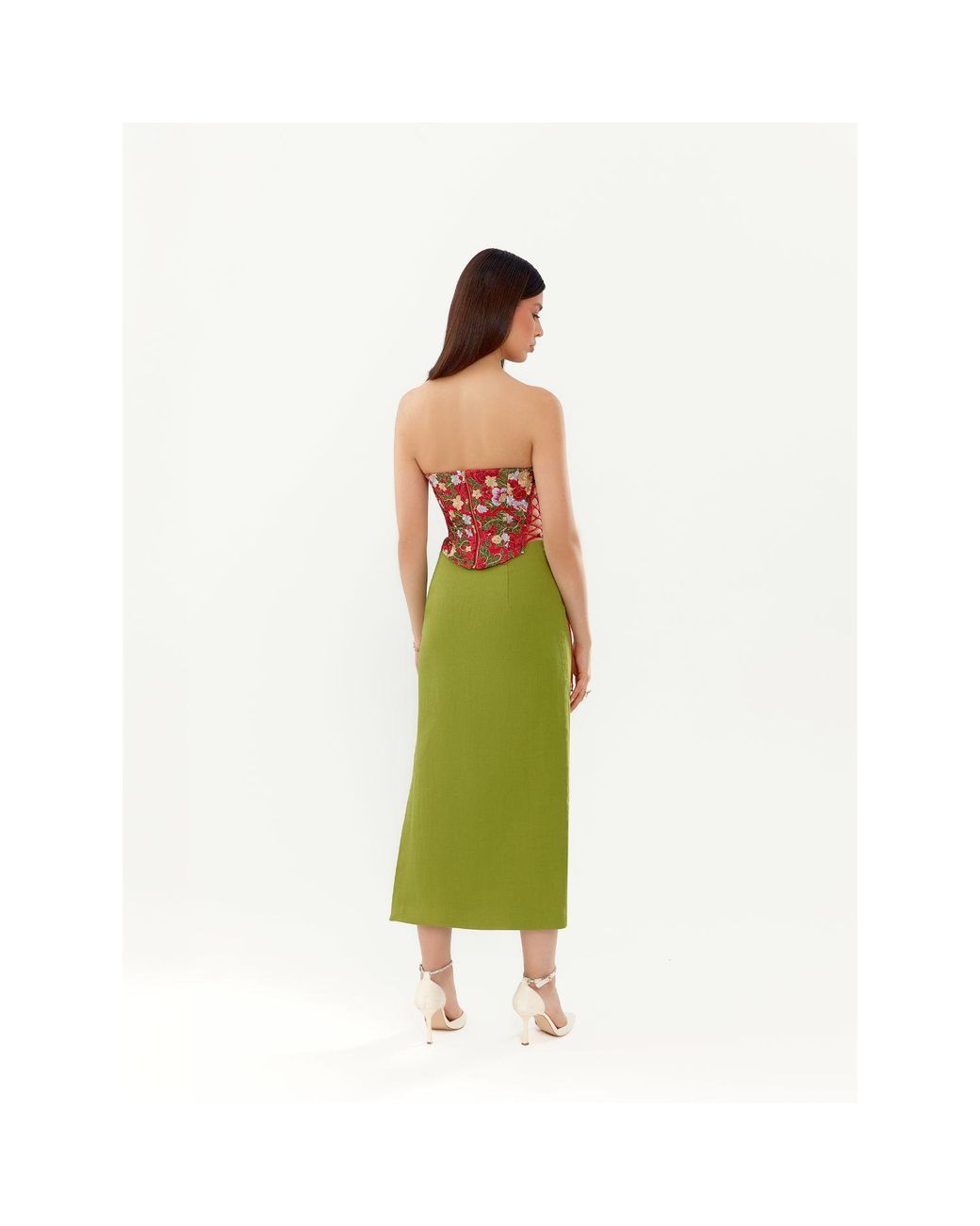 Elsava Green Verde Structured Skirt