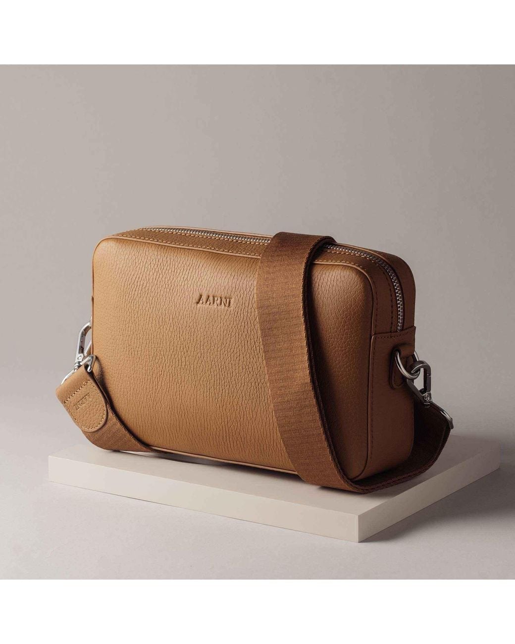 Aarni Brown Large Crossbody Bag, Cognac