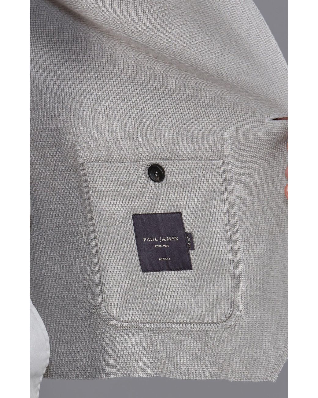 Paul James Knitwear Gray Lightweight Mercerised Cotton Giuseppe Knitted Blazer for men