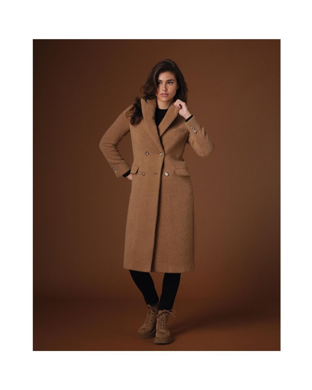 Vulto Brown Camel Double Breasted Coat