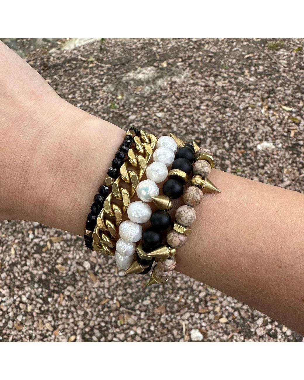 Rachel Nathan Metallic Neutrals On Point: Crinoid Fossil Bracelet