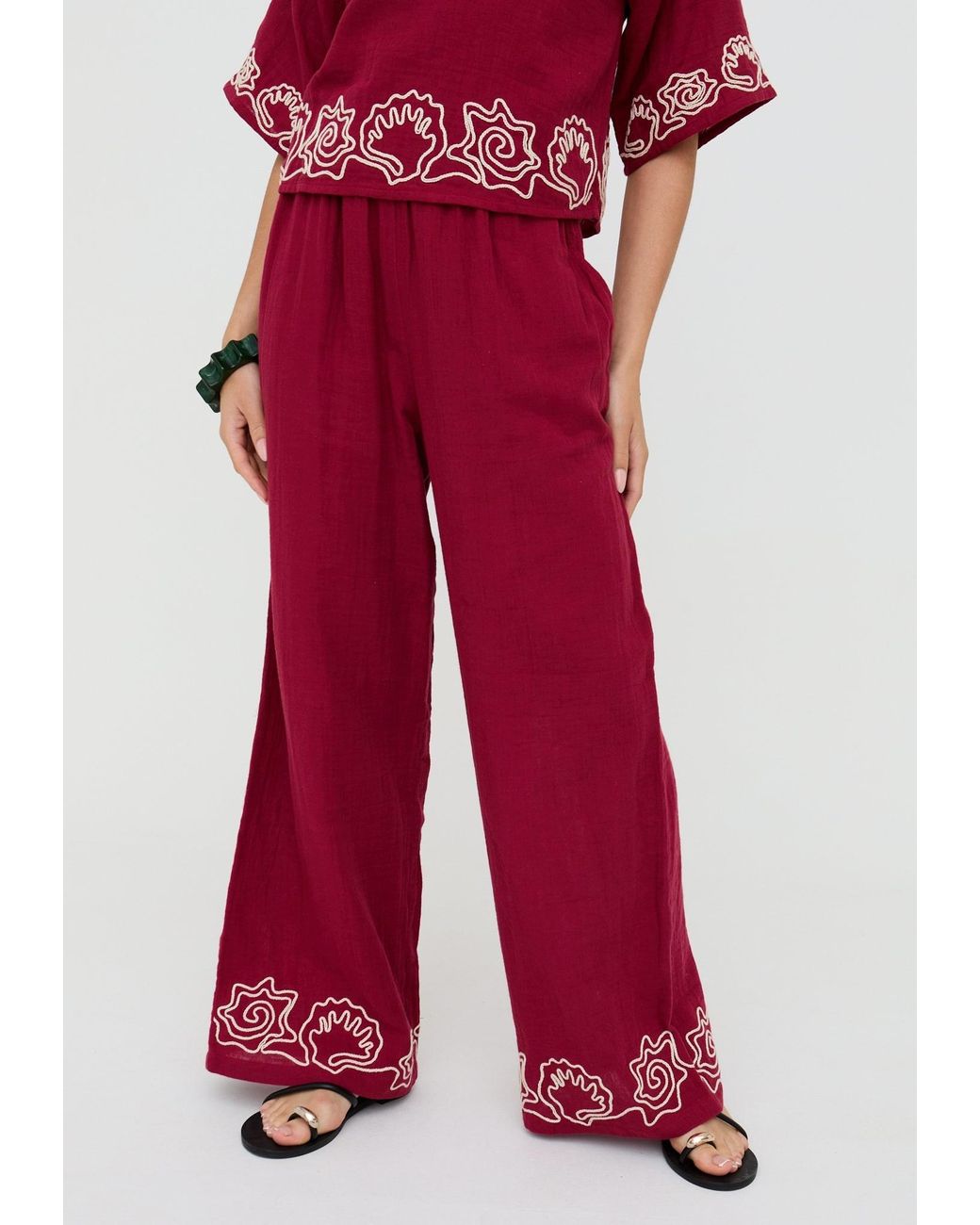 Raffya Milly Wide Leg Embroidered Trouser