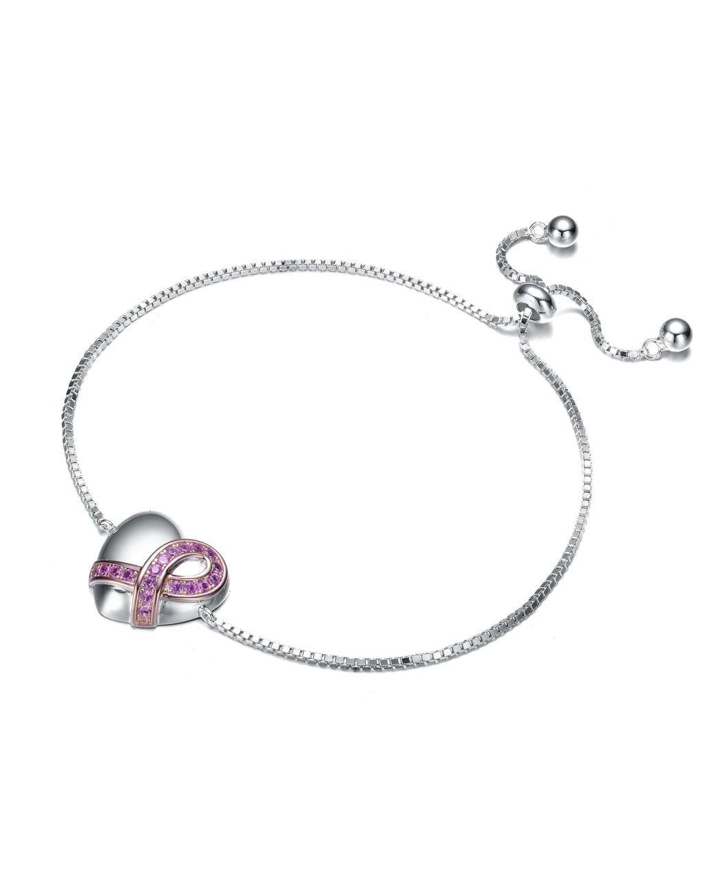 Genevive Jewelry Metallic Rachel Glauber Teens-Young Adults Plated With Infinity Ribbon On Heart Adjustable Bracelet