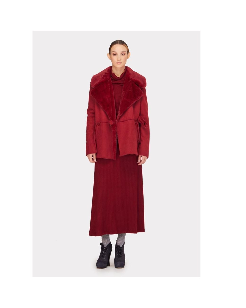 Julia Allert Red Double Faced Shearling Coat