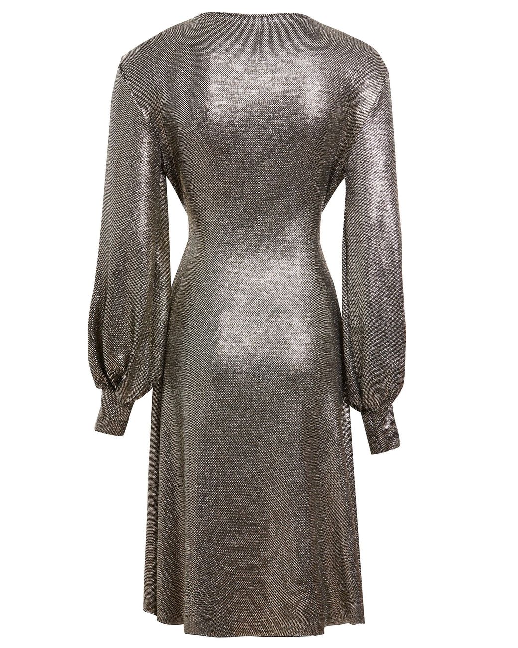 Sarvin Gray Sequin Wrap Dress