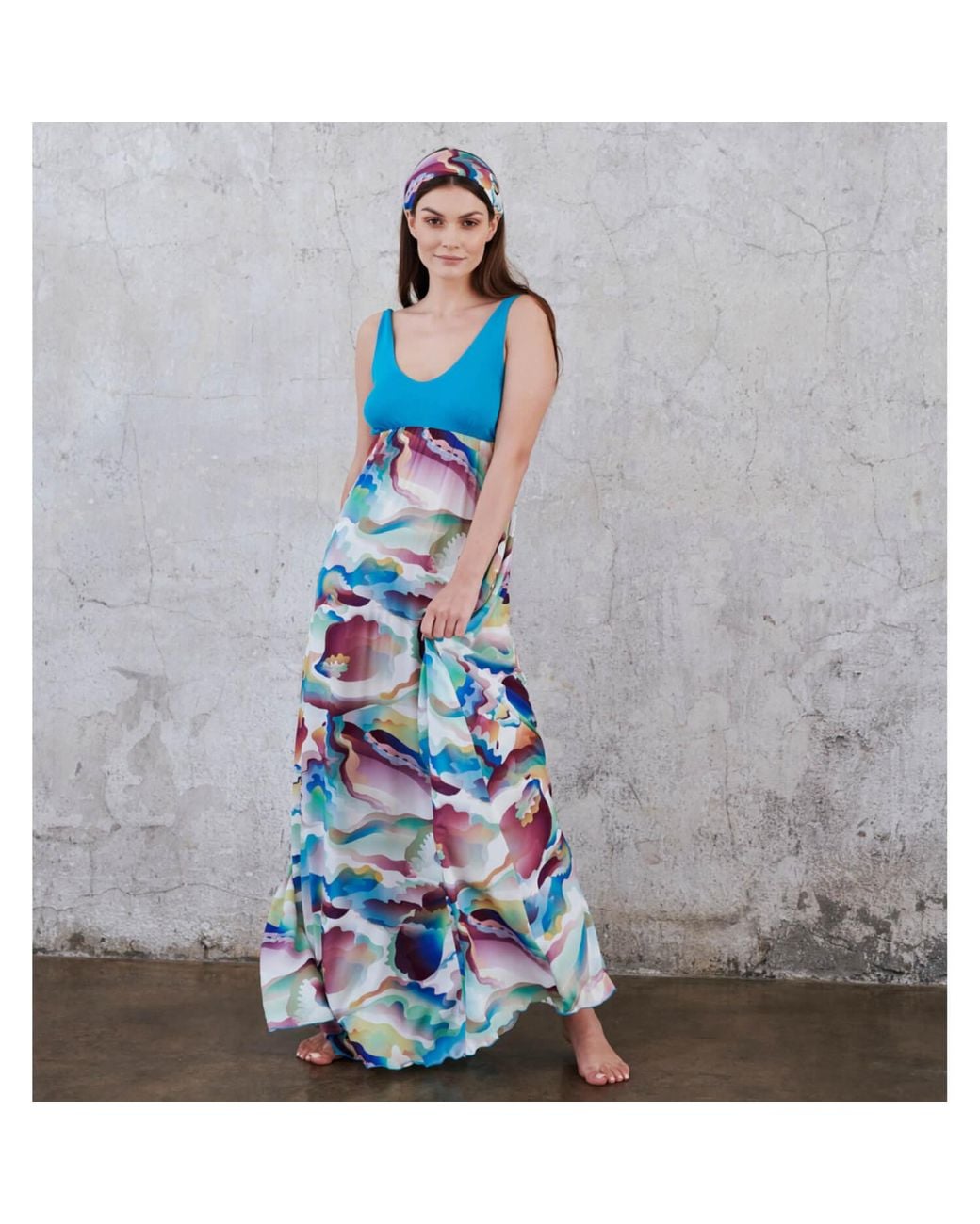 Oh!Zuza Blue Long Flowy Ecovero Viscose Dress