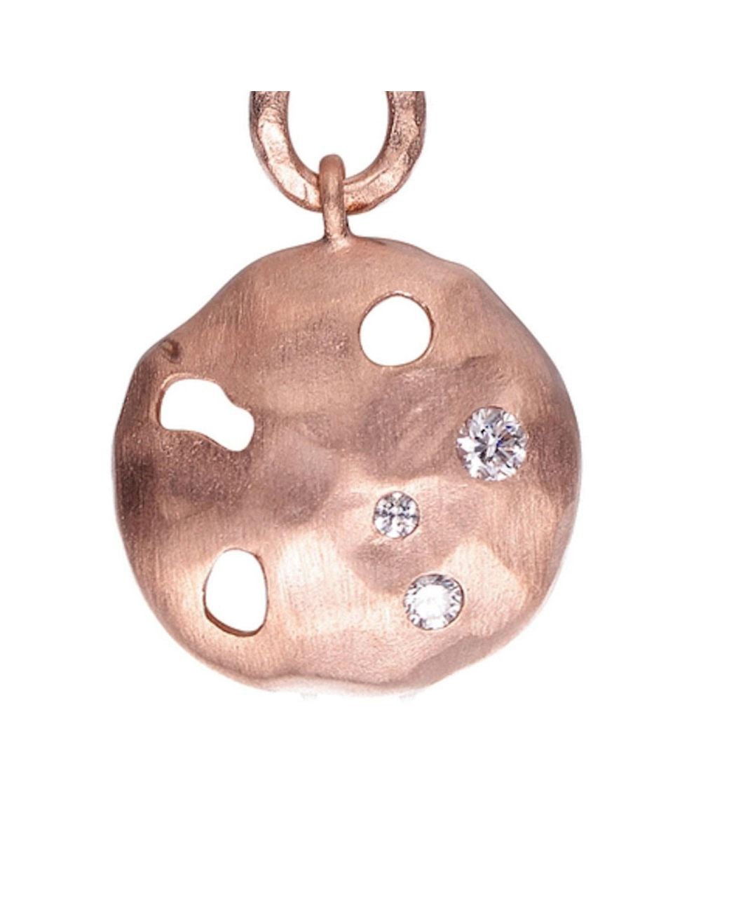 Genevive Jewelry Pink Rose Sterling Rose Plated Cubic Zirconia Irregular Cut Stone Pendant