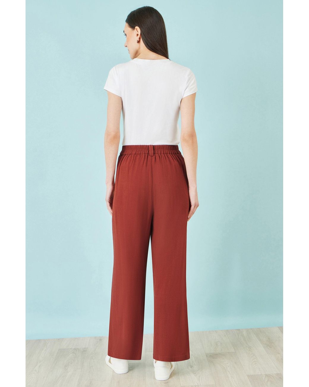 Yumi' Red Linen Mix Trousers