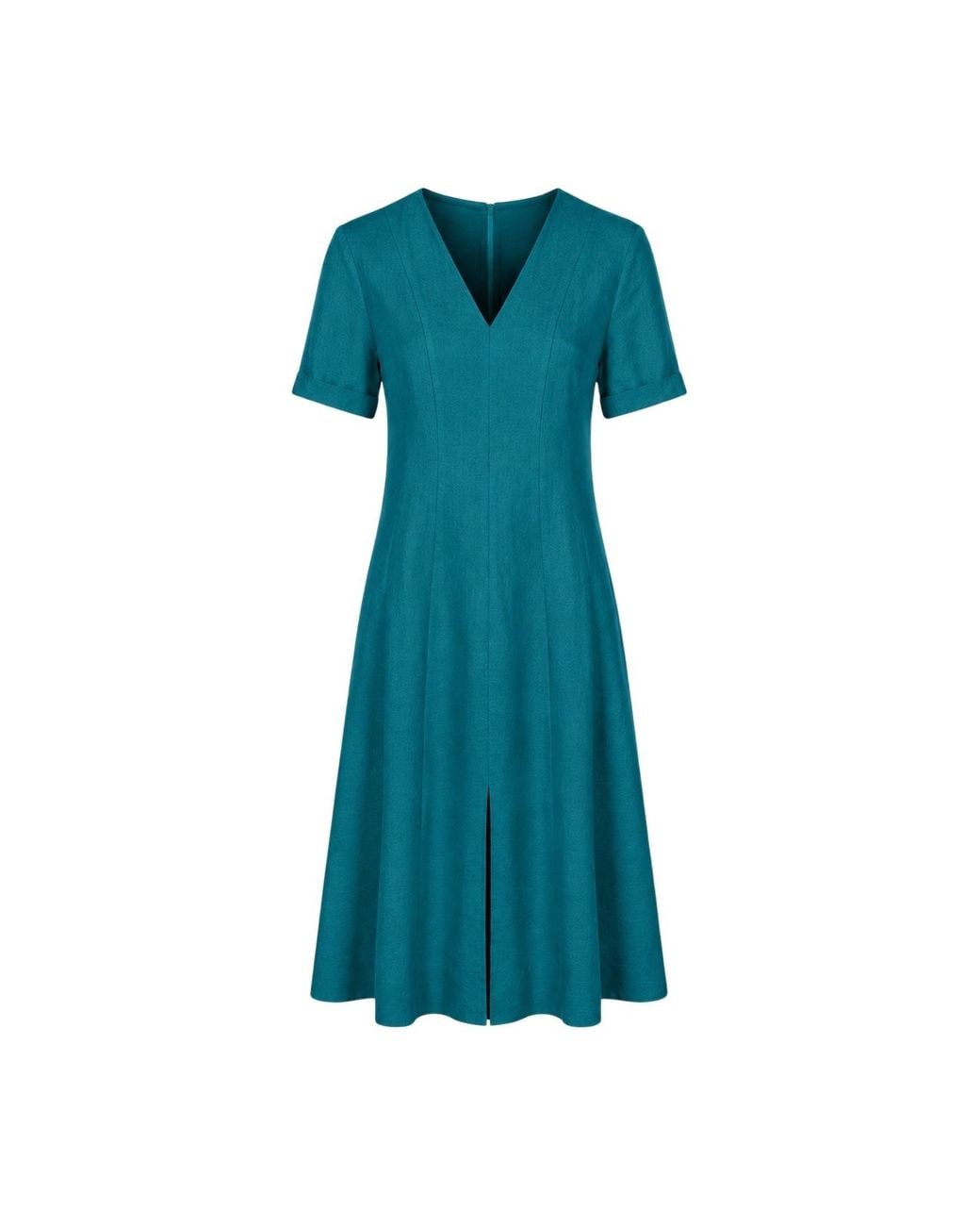 Oh!Zuza Blue Echo Viscose Midi Dress Short Sleeve With Pockets
