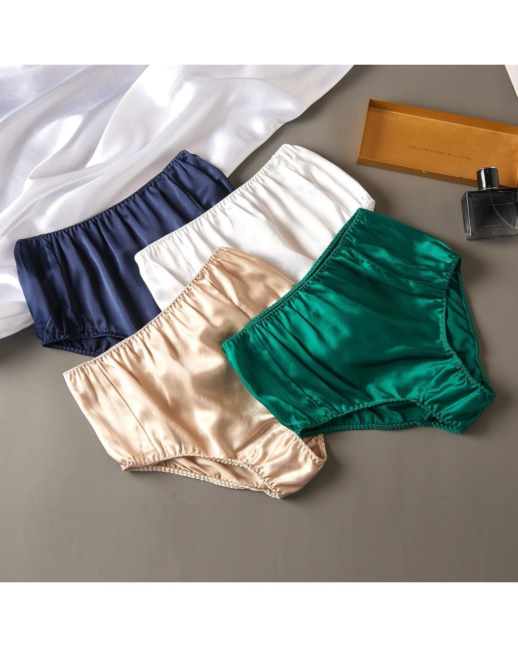 Soft Strokes Silk Red Pure Mulberry Silk French Cut Panties High Waist Set Of Nine