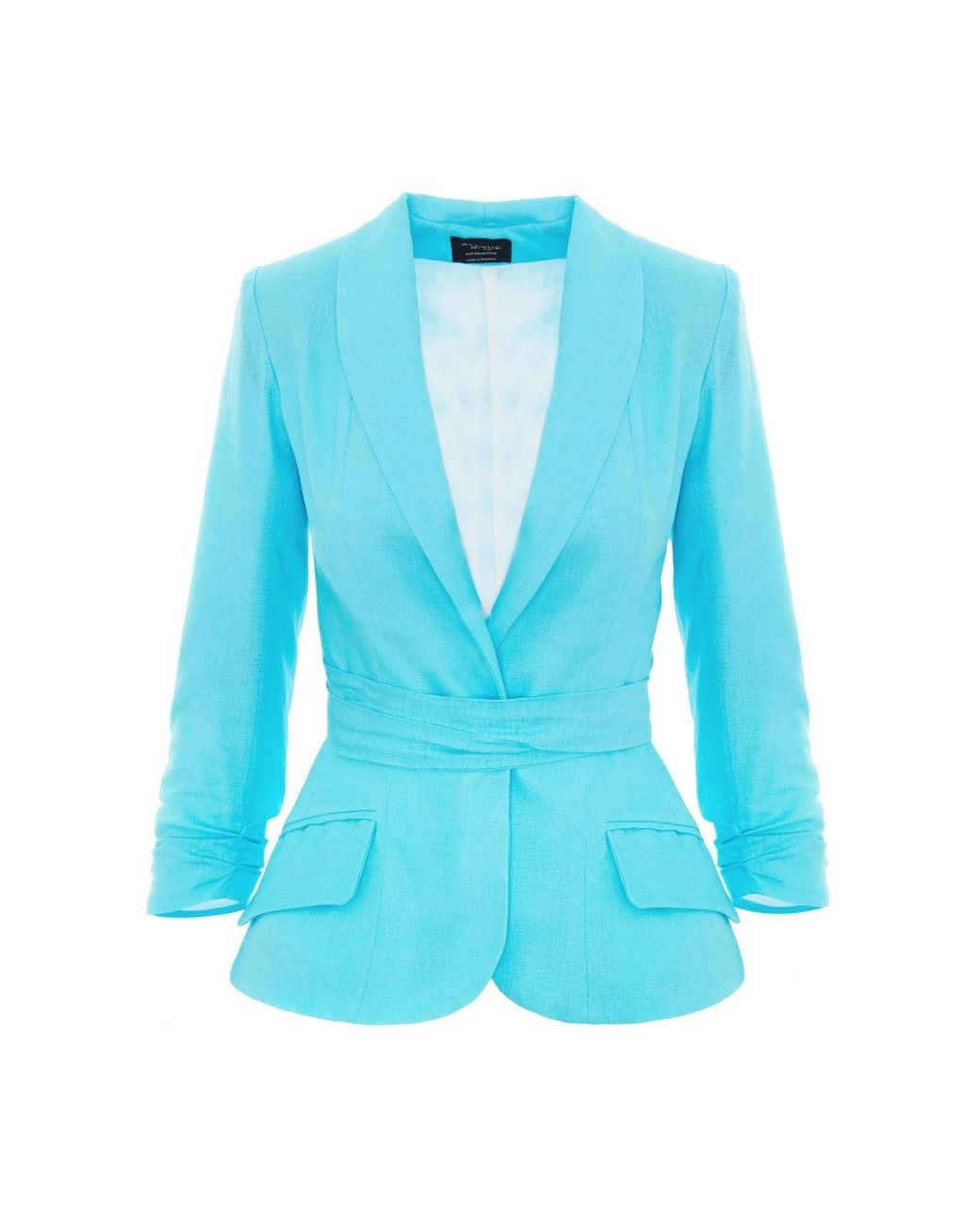 AVENUE No.29 Blue Linen Structured Blazer With Belt