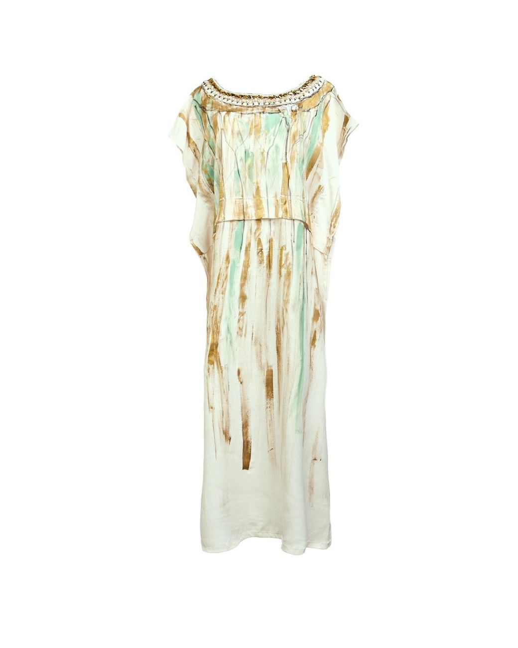 Saniya Khan Metallic Mint Painted Caftan
