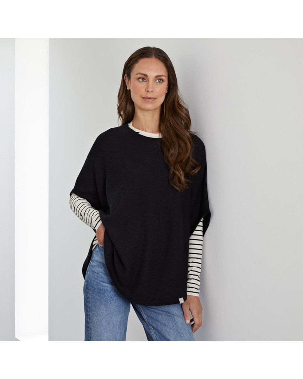 Cove Black Striped Long Length Layering Tee
