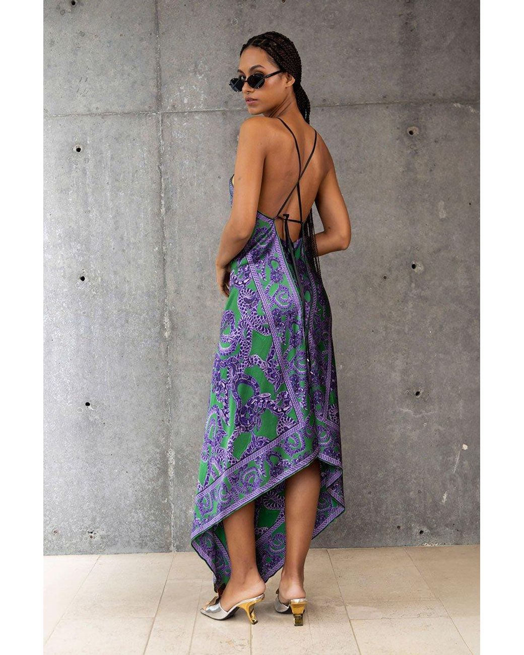 Monzlapur New York Blue Silk Snake Scarf Dress