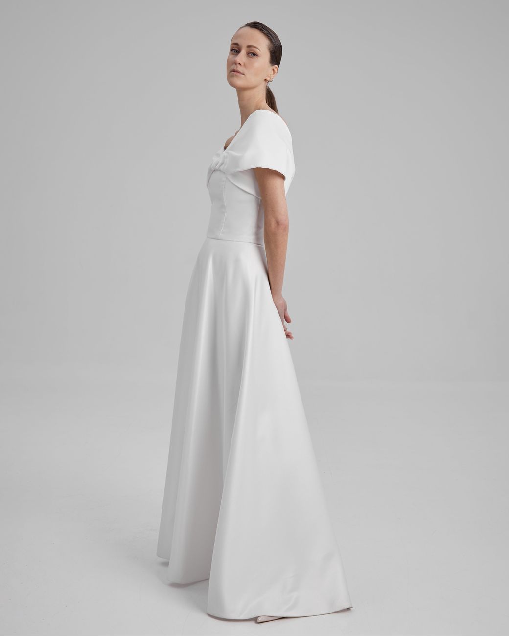 Baé Special Moments Gray Eve Dress + Shoulder Bow