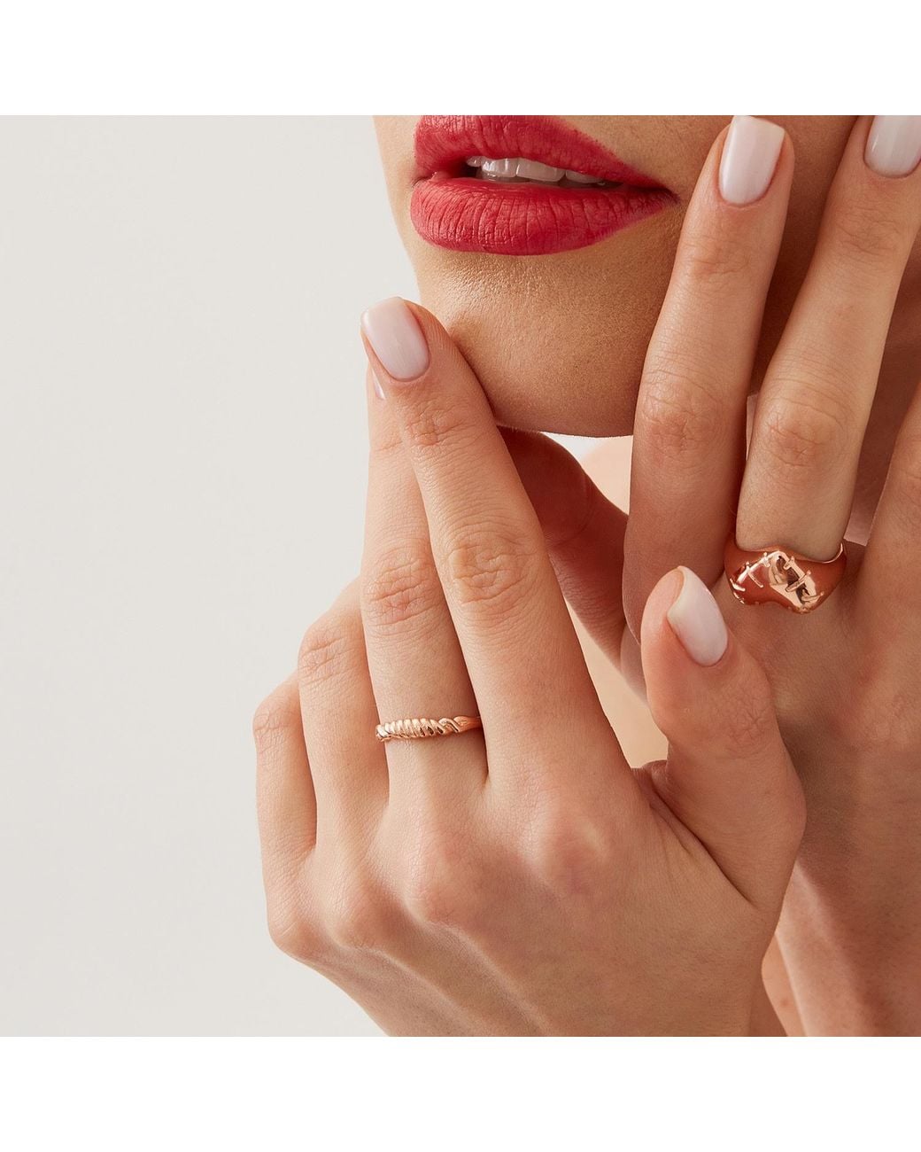 Spero London Pink Twisted Screw Sterling Ring