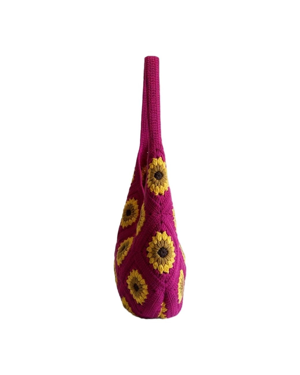 Ana Chic Pink Sunflower Handmade Crochet Shoulder Bag