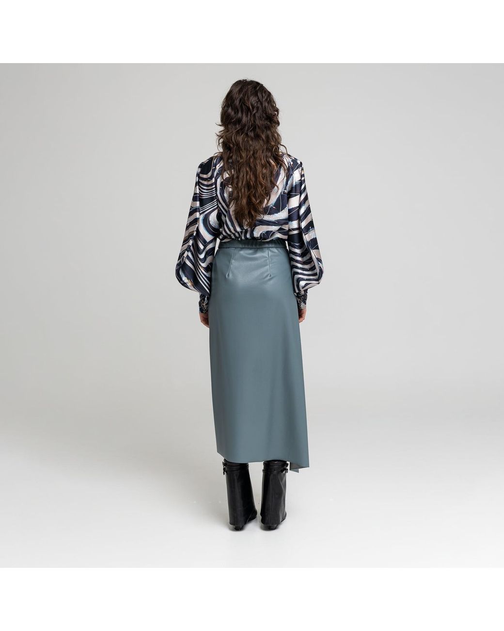 ARTISTA Blue Celeste Sky Gathered Midi Skirt